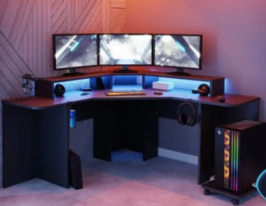 REMAPPED QUARTZ LED CORNER COMPUTER GAMING DESK